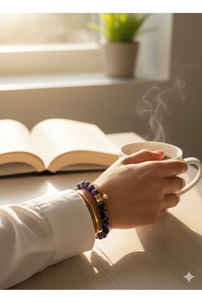 GiftPack سوار من الخرز الحجري الطبيعي - صناعة يدوية