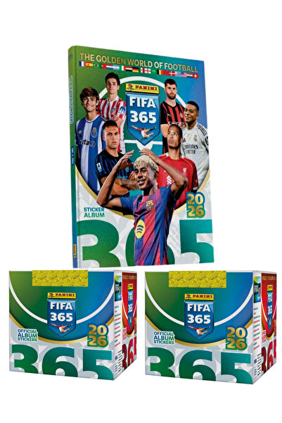 Next Plus ألبوم ملصقات بانيني فيفا 365 2026 المرخص بغلاف صلب + علبتان (100 حزمة = 500 ملصق)