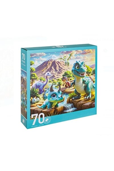 OEM Round puzzle Dinosaurs 70 pieces – colorful prehistoric image, 58×58 cm, puzzle for children 3+