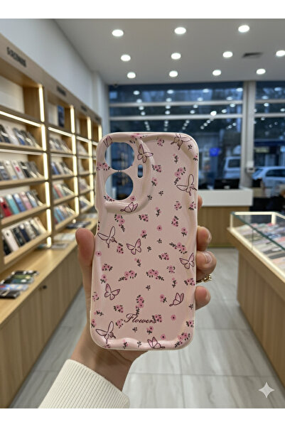 OVADA REALME C55 Uyumlu Kamera Korumalı Dalga Kenarlı Flowers Baskılı Silikon...