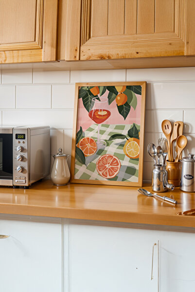 gxe.art Poster cu rama din lemn care reflecta atmosfera minimala a bucatariei...