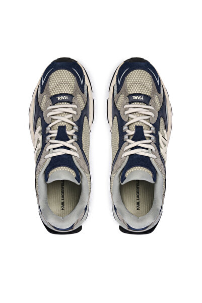 Karl Lagerfeld Men's Mid Grey Lthr & Text W/Navy Sneakers