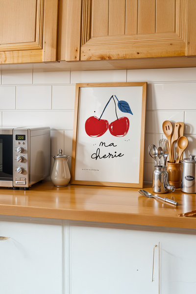 gxe.art Poster cu rama din lemn care reflecta atmosfera minimala a bucatariei...