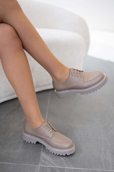 Parponi Жіночі черевики з шнурівкою з натуральної шкіри, колір візон