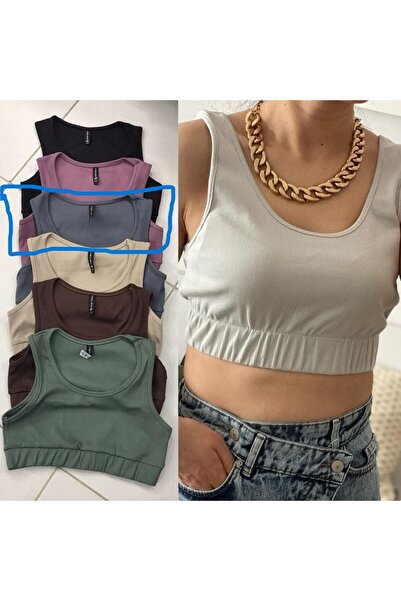 YORULMAZ Fitili Toparlayıcı Spor Beli Lastkli Crop (Antrasit)