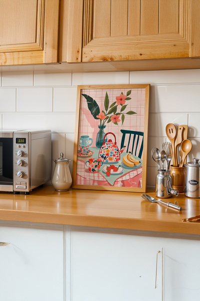 gxe.art Atmosferă caldă de bucătărie |   Pictură cu poster cu rama din lemn # 67