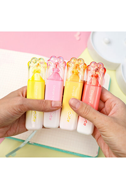 NaSaDAN Pati Şeffaf Uçlu Pastel Fosforlu Kalem 4'Lü | Kırılmaya Dayanıklı, Ak...