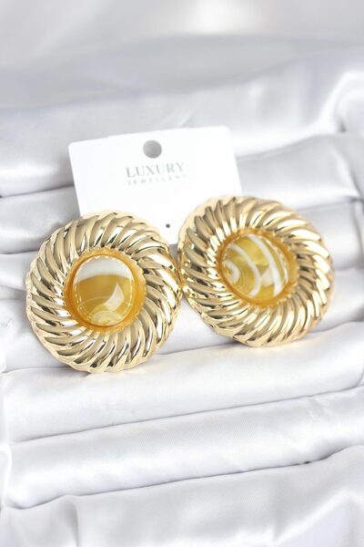 Epilons Brass Gold Color Amber Beaded Vintage Women's Earrings - Tj-Bkp11387 ...