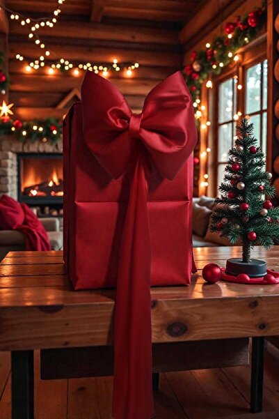 Home Mumsu Concept Kırmızı Büyük Saten Dekoratif Fiyonk – 47x150 cm | Açılış,...