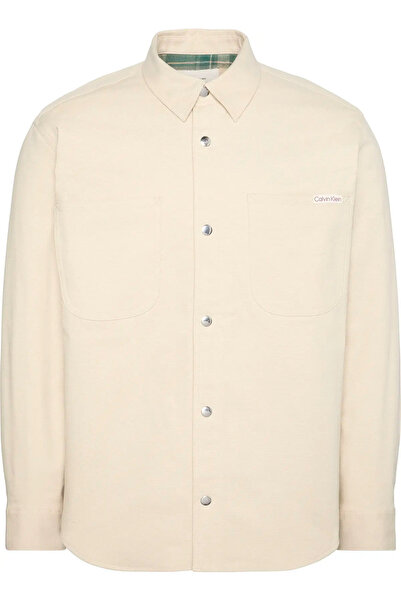 Calvin Klein LS MATTY CANVAS RLXD FLANNEL LIN Erkek Krem Gömlek