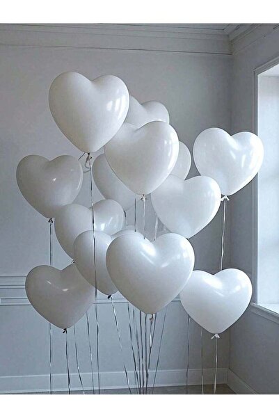Generic 50 pcs White Heart-Shaped Balloons 25.4 cm High-Quality Latex for Parties