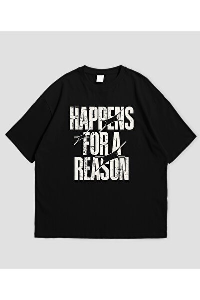 SVART WEAR Happines for a Reason Printed Oversized Unisex T-Shirt