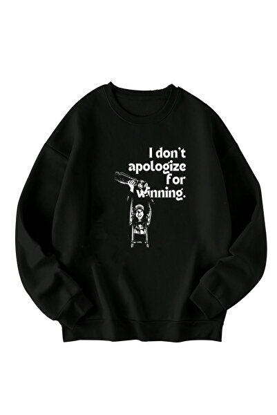 SVART WEAR سويت شيرت سيباستيان فيتيل لا أعتذر مطبوع قصة فضفاضة للجنسين