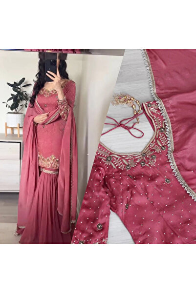 MYSMAR Pink Cotton Salwar Kameez & Dupatta Set - FFT1121 | Pink