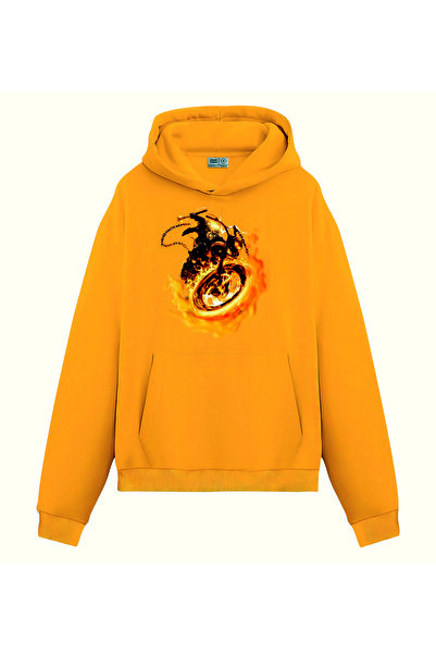 PİXELİA سويت شيرت هايتل درايفر مطبوع بغطاء للرأس