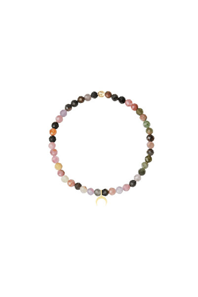 Beejou Brățară din turmalină cu pandantiv semilună - aur galben de 14K