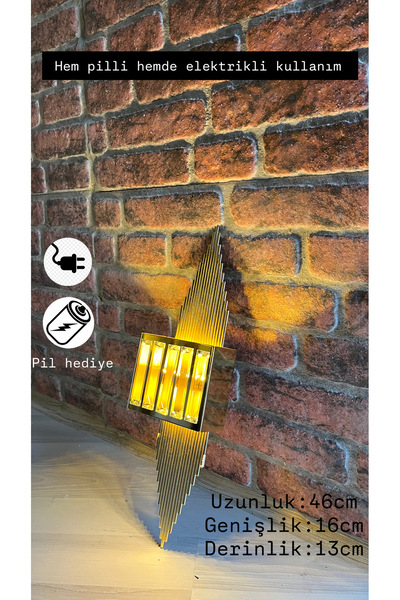 taşatan yapı Gold kaplama ledli Hem pilli hem elektrikli duvar , tv ünitesi v...