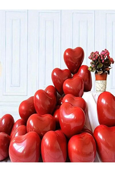 Generic 50 pcs Red Heart-Shaped Balloons 25 cm High-Quality Latex for Parties