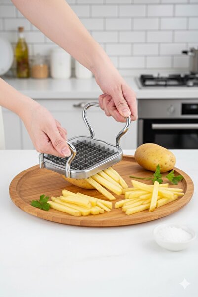 abnturk Paslanmaz Çelik Hızlı Kolay Patates Dilimleyicisi Tek Harekette Patat...