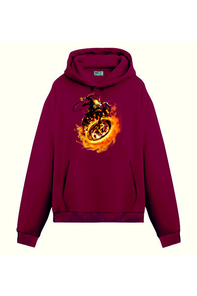 PİXELİA سويت شيرت هايتل درايفر مطبوع بغطاء للرأس