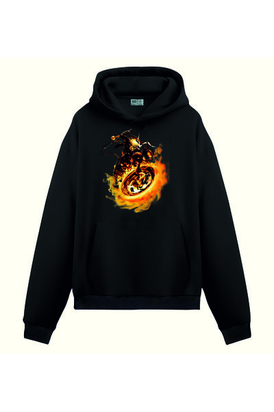 PİXELİA سويت شيرت هايتل درايفر مطبوع بغطاء للرأس