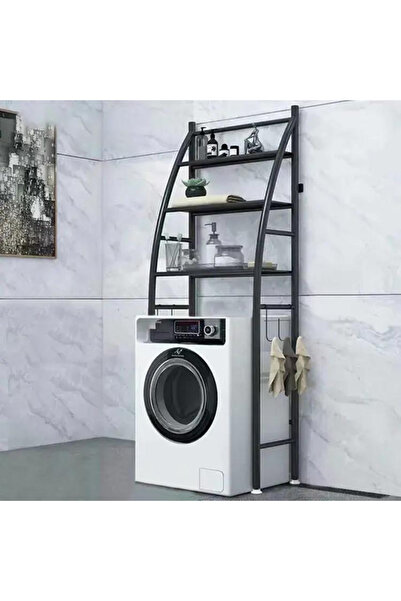 OEM Bathroom Organizer Shelf, Above the Washing Machine, Metal, with Open Shelves, Black