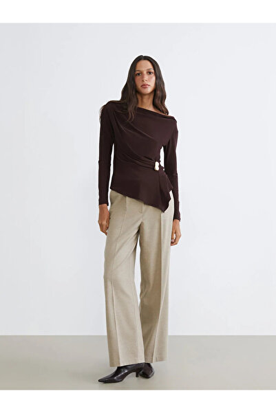 LC Waikiki LCW Vision Mürdüm Kayık Yaka Büzgülü Bluz