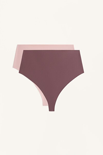 Oysho 2 adet yüksek belli tanga, poliamit karışımı, görünmez, orta destekli