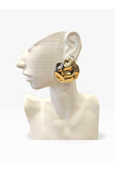 Alyas Aksesuar أقراط دائرية من سلسلة VIP باللون الذهبي