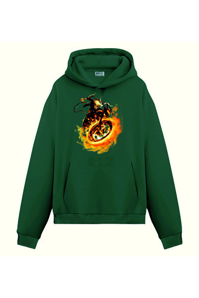 PİXELİA سويت شيرت هايتل درايفر مطبوع بغطاء للرأس