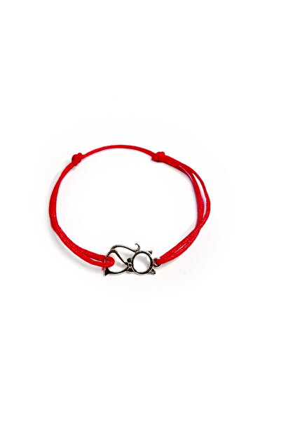 Wild Bracelets Bratara Bebe reglabila din Argint 925 cu charm Pisicuta si snur rosu de matase