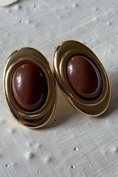 AMORE.İST STORE Renkli Gold Oval Küpe