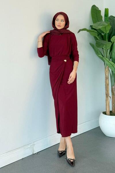 Hazamoda فستان هيلتون ساندي باللون العنابي