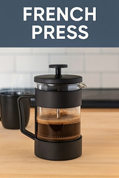 Eco Lounge 350 ml Siyah French Press Cam Kahve / Bitki Çayı Demleyici