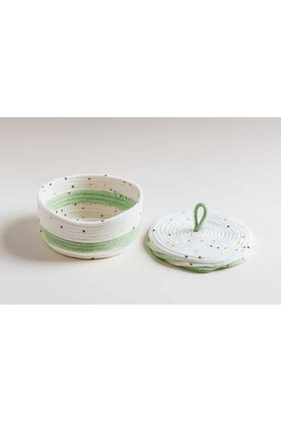 Generic Handwoven Cotton Storage Basket "Cute" with Lid