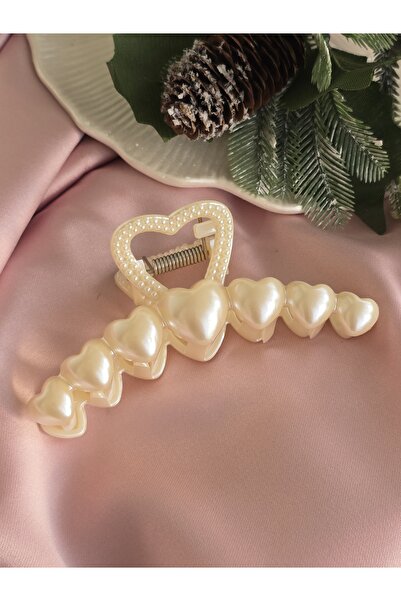 Glamluxe Pearl Heart Figured Cream Color 11 cm Crescent Model Women's Clasp
