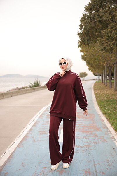 Ryzi Moda Women's Hijab Tracksuit Set Zippered Bottom Top Set