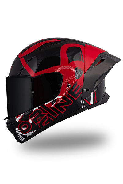 Origine Pista Street Siyah - Kırmızı Kask Siyah Vizörlü