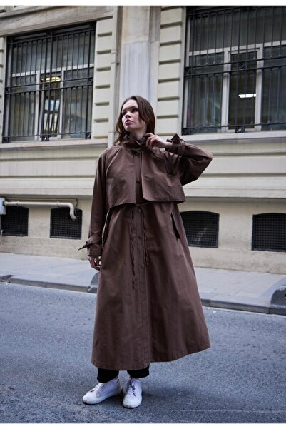 Hena Store معطف طويل مقاوم للماء للنساء