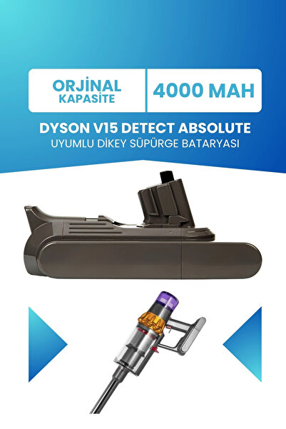 ELECTROLL Dyson V15 Detect Absolute Uyumlu (STANDART KAPASİTE) 25.2v 4000mah ...