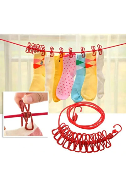 lowell home Преносима практична въже за простиране с щипки