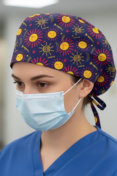 Lion Üniforma SunSunSun Desenli Cerrahi Bone Unisex – Likralı Doktor Hemşire ...