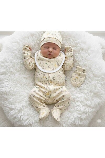 İpek طقم خروج من المستشفى مصنوع من القطن بنسبة 100% بنمط البط لحديثي الولادة