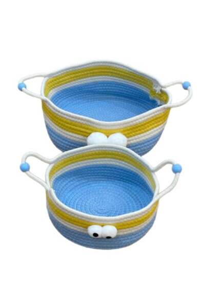 Generic Stylish Practical Set of 2 Woven Cotton Storage Baskets - Bright Colors