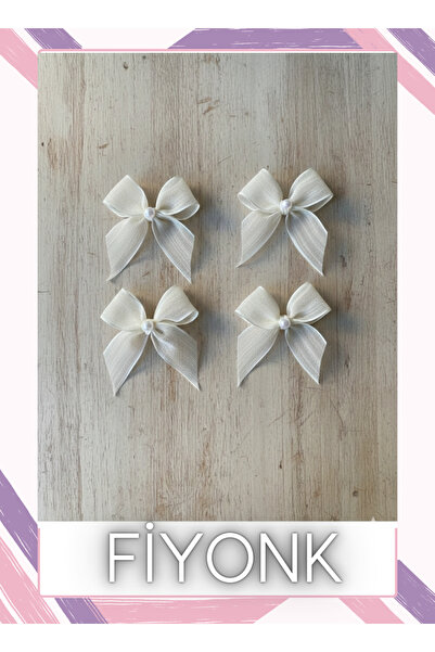 Fiyonks Atölye Panglică de in, fundă decorativă cu perle, 50 de bucăți, fundă...