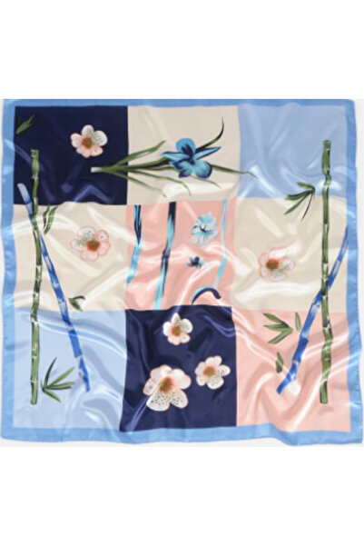 TChic Blue Floral Patterned Women's Shawl Scarf Accessory