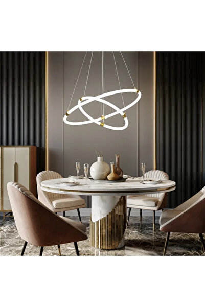 AFN Modern Nordic 3 Ring Tube LED Light Golden Pendant 40cm+60cm+80cm