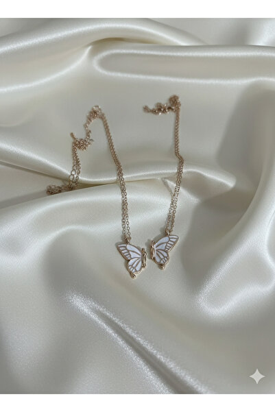 Friendship Beyaz kelebek arkadaşlık kolyesi