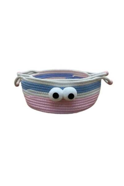 Generic Cute and Practical 2-Piece Cotton Rope Storage Basket Set - Bright Blue & Yellow