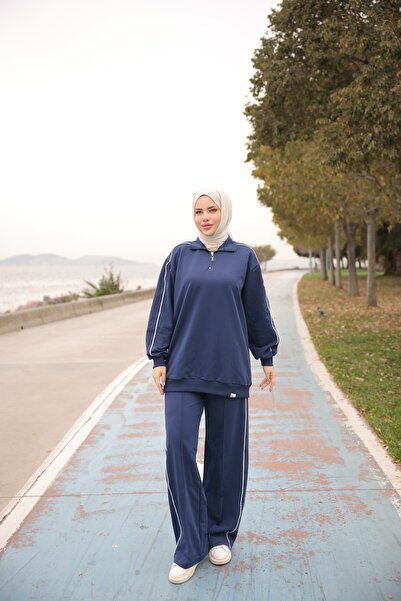 Ryzi Moda Women's Hijab Tracksuit Set Zippered Bottom Top Set